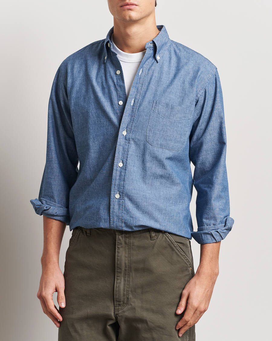 Kamakura Shirts Vintage Ivy Chambray Button Down Shirt Blue