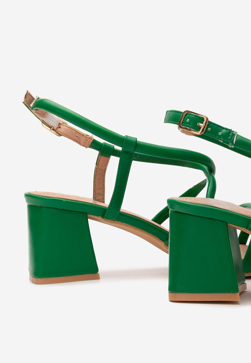 Sandales à talon épais verts Clemena
