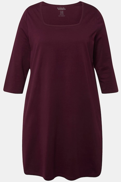 Longshirt, A-Linie, Carree-Ausschnitt, 3/4-Arm