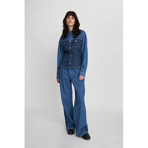 Stella Nova Two-toned Denim Skjorte, Blue Mix, 42