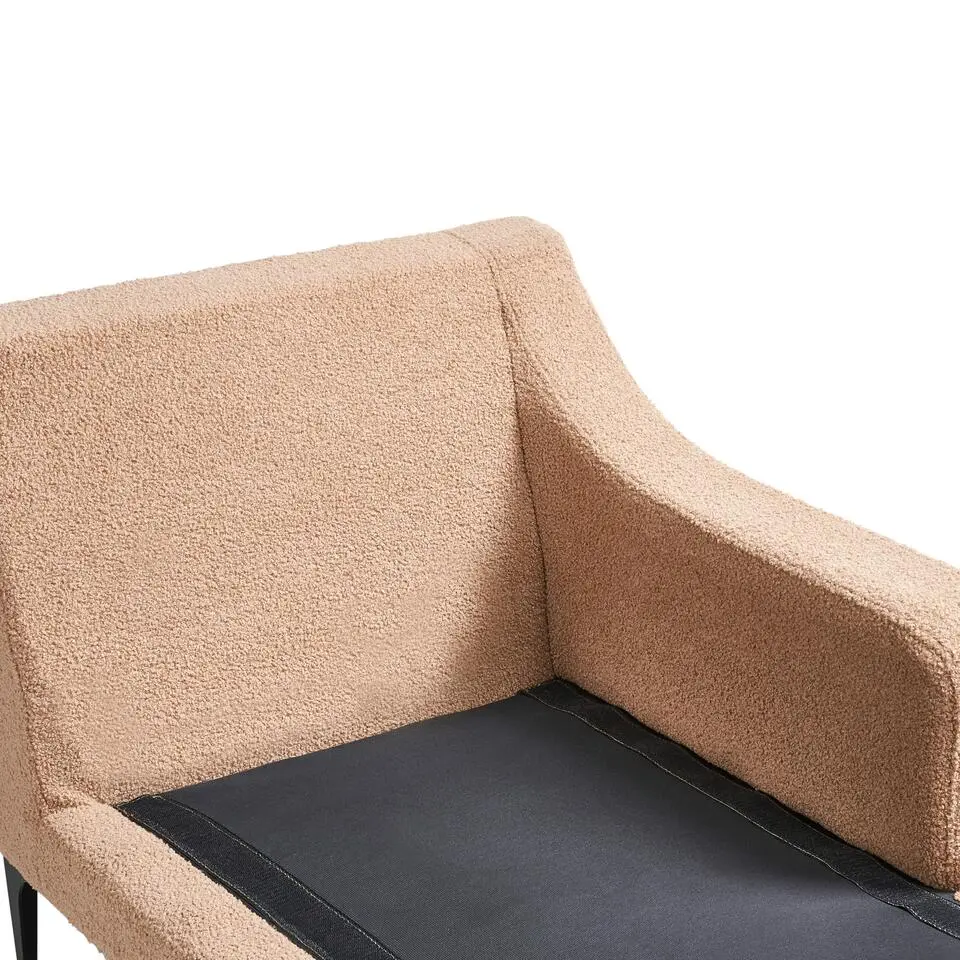 EWRON - Chaise longue - Zandbeige - Linkszijdig - Bouclé