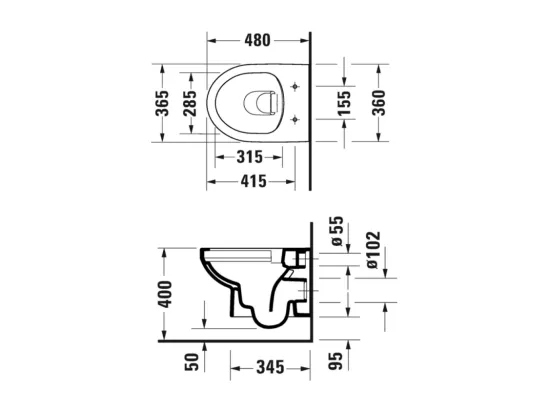 Pack WC suspendu sans bride compact DURAVIT Duravit No.1 + bâti support GROHE Rapid SL Projet + abattant + plaque noir mat
