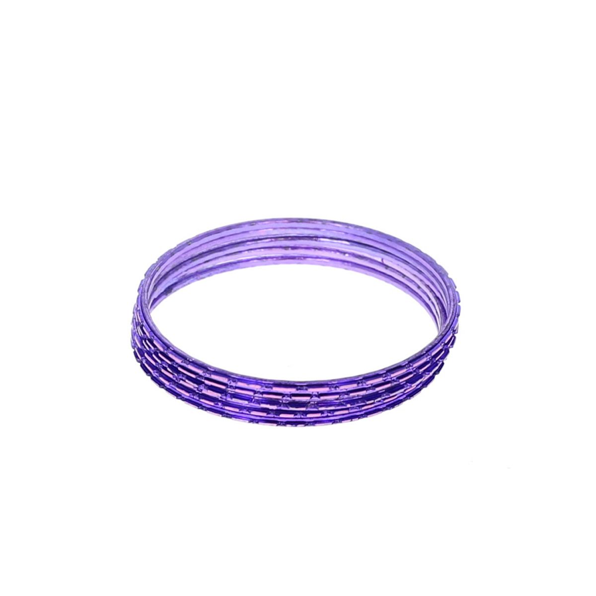 Lot de 6 bracelets en métal indien violet poinçon rose Pondie Chérie