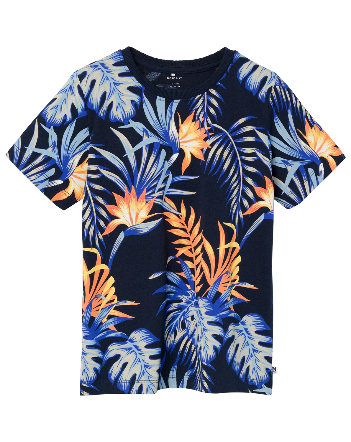 T-Shirt NKMFLANKO LEAVES in dark sapphire