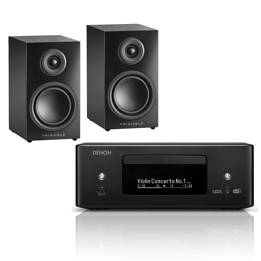 Denon RCD-N12DAB Noir + Triangle Elara LN01 Gris Lin