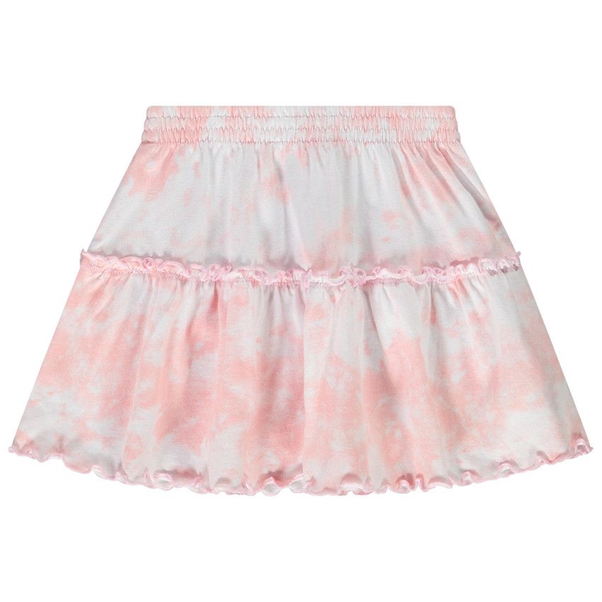 Jupe courte effet tie & dye en jersey pour fille - Rose