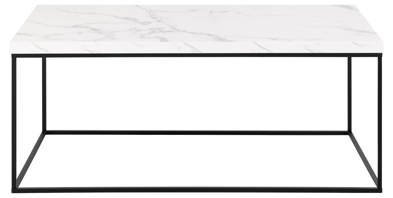 Barossa sofabord Hvit Carrara-marmor med sort metallunderstell. 110x55x45cm
