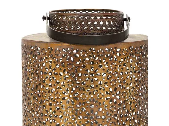 Bougeoir en métal doré 20.5x20.5x28h