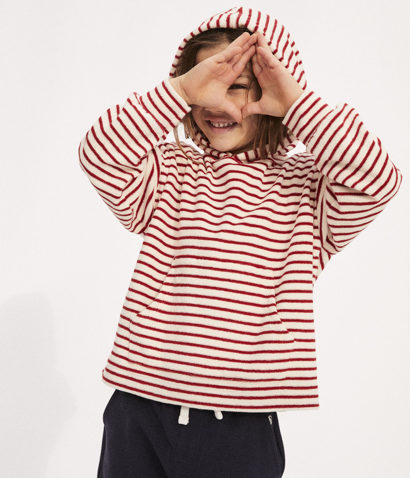 Sweatshirt rayé à capuche enfant fille / garçon