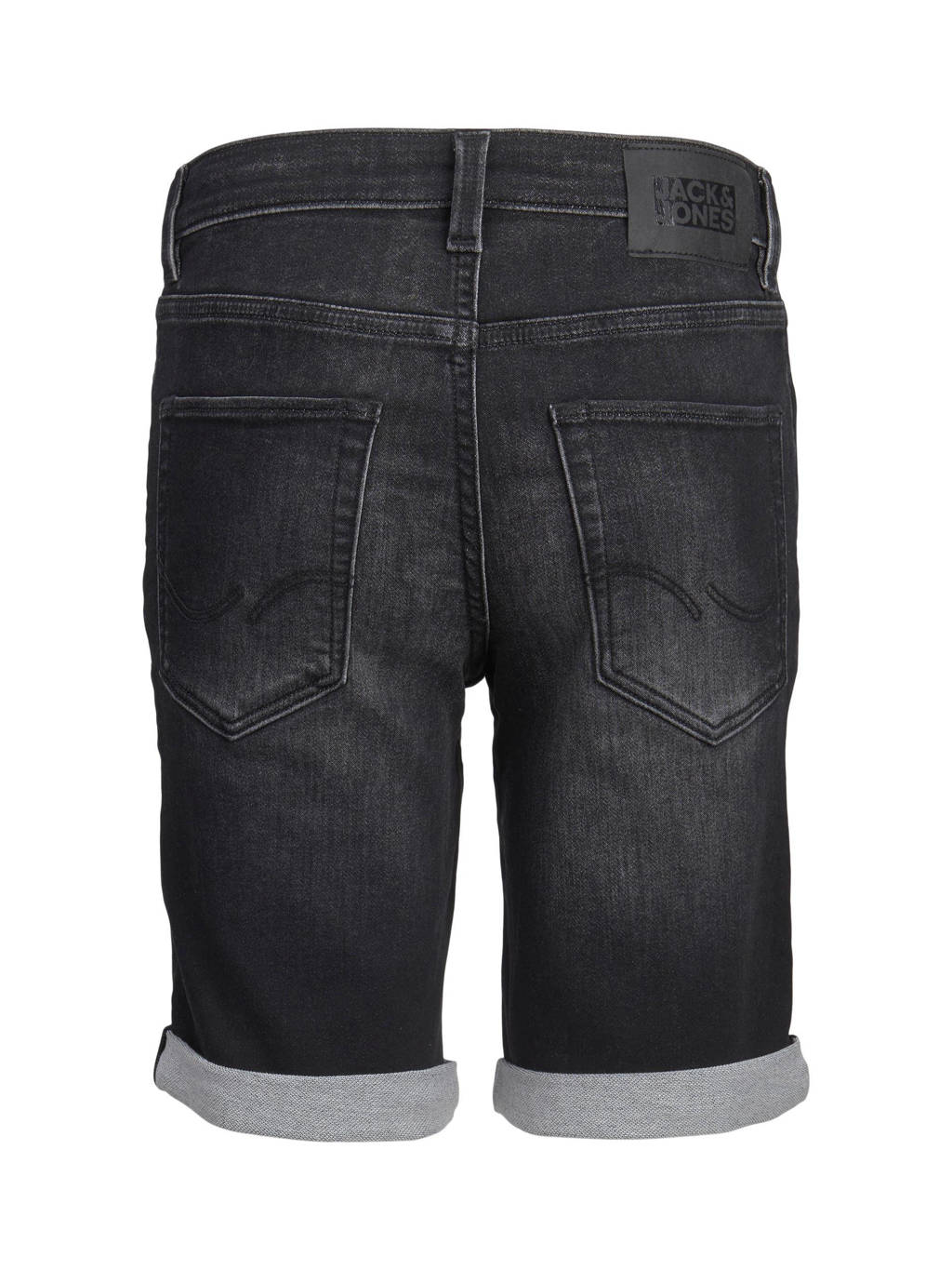 JACK & JONES slim fit jeans bermuda JJIRICK zwart