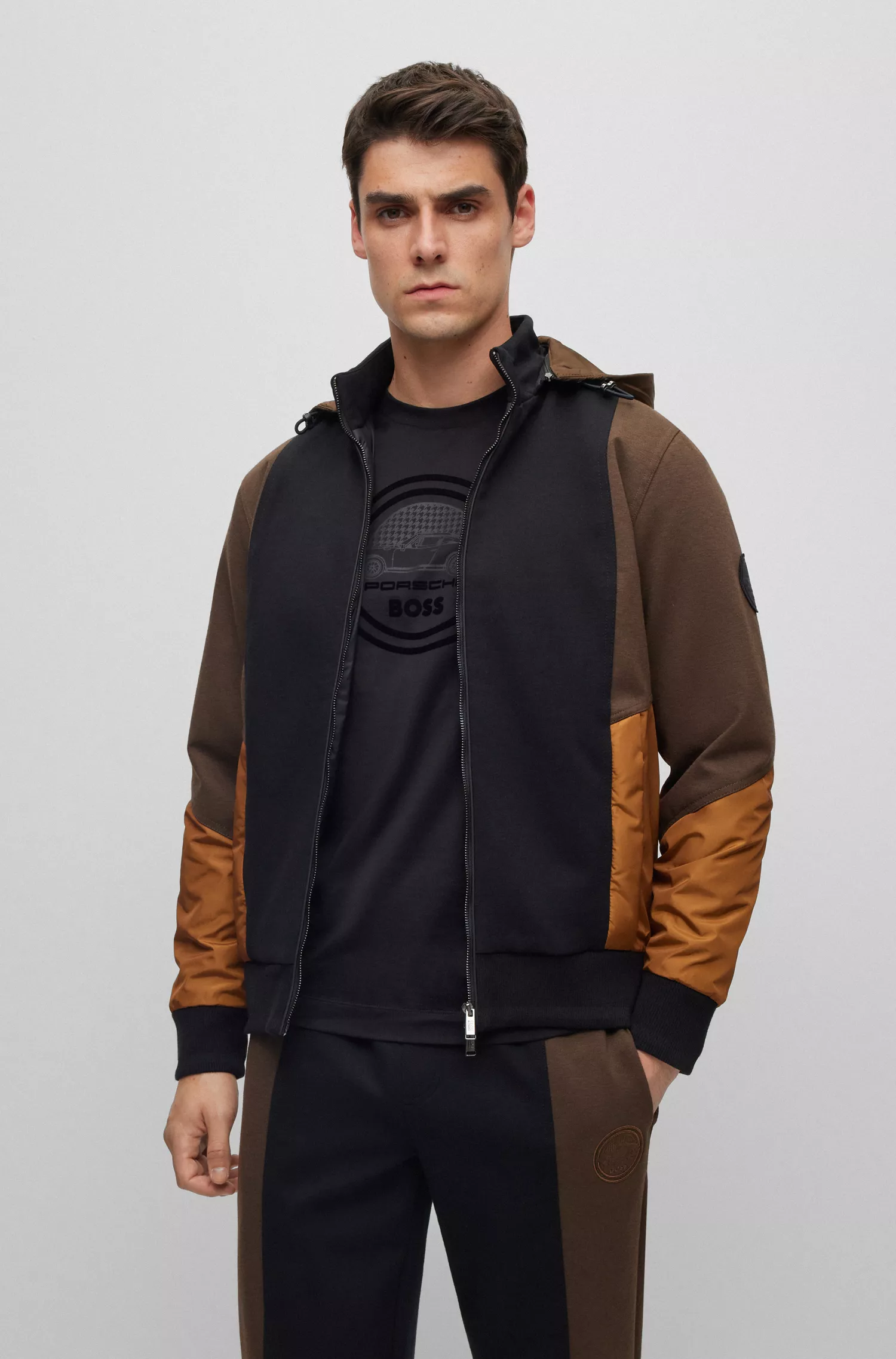 Moletom com zíper BOSS Black-Porsche x BOSS em materiais mistos