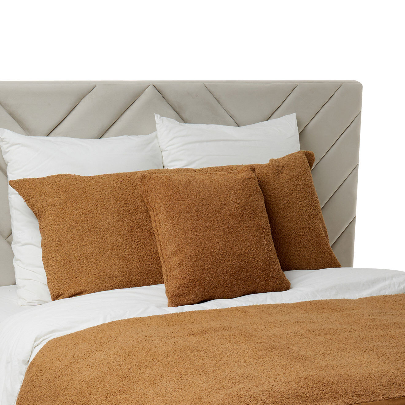 Haomy Housse de coussin bouclette Erode tabac - 45x45 cm
