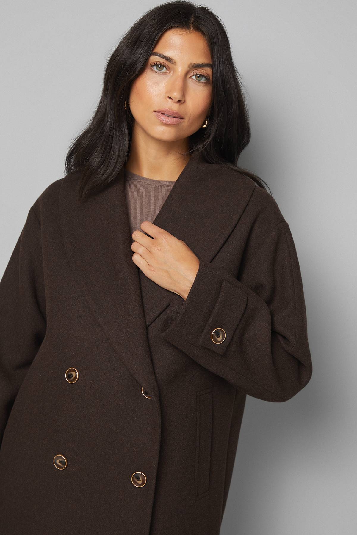 Wallis Manteau Mi-Long à Col Châle Double Boutonnage