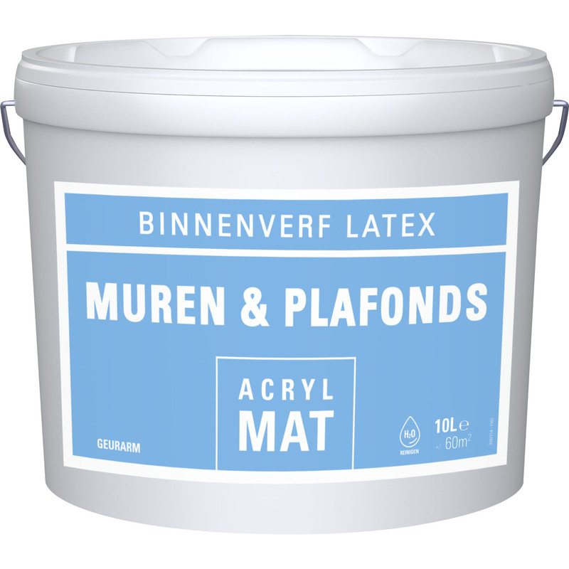 Muurverf latex acryl mat 10L wit