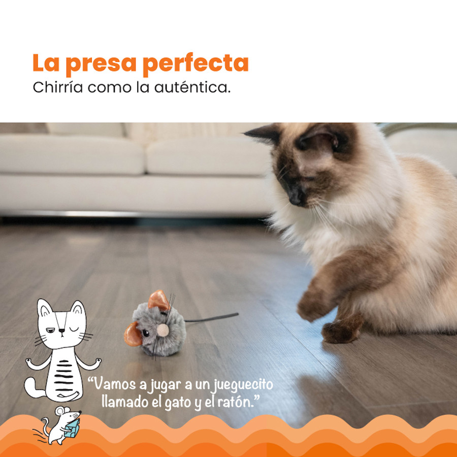 Ratinho de brinquedo cinza com catnip da Outward Hound Catstages, que faz barulho ao ser apertado.