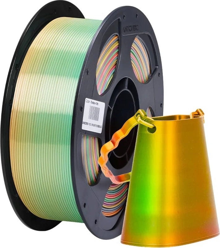 Anycubic  PLA Silk Rainbow, 1,75 mm / 1000 g    Filament mit seidiger Brillanz in Rainbow