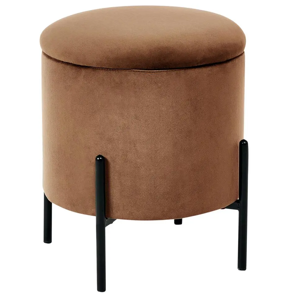 WENONA - Opbergpoef - Donkerbruin - Fluweel