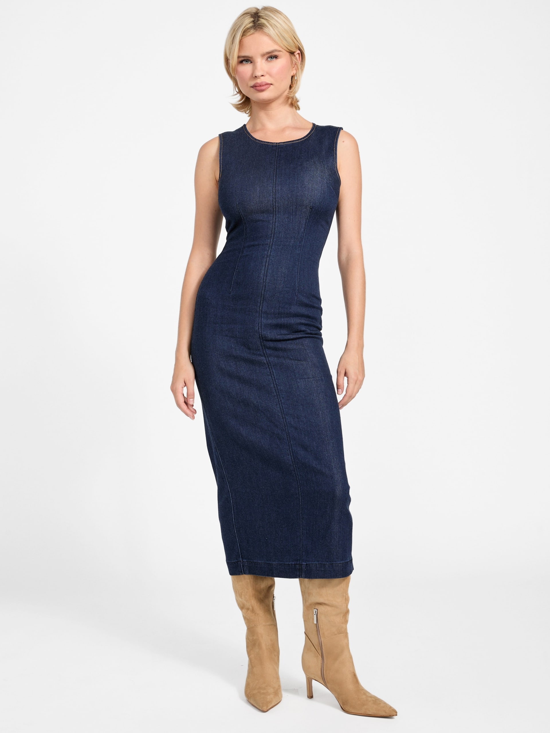 Vestido midi em mistura de lyocell