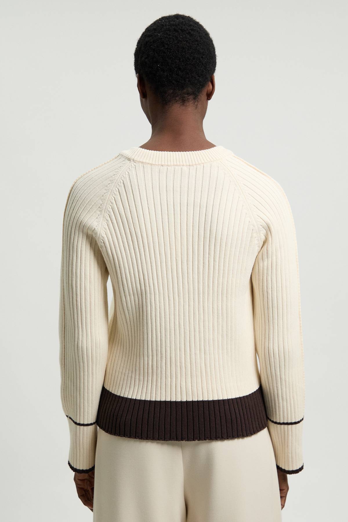 KarenMillen Synthétiquell Col Rond En Maille De Coton À Liserés Contrastés