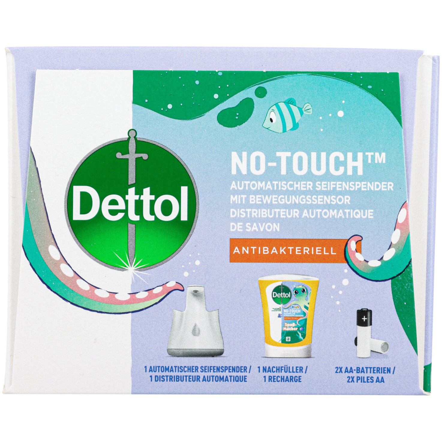 Dettol KIDS No-Touch Automatischer Seifenspender für Kinder inklusive Nachfüller Spass-Macher