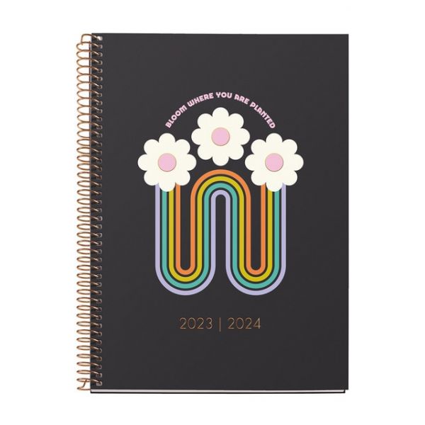 Miquelrius Agenda Escolar 18 Meses 2023-2024 Semanal Bloom Multilingue 155x213 mm Preto