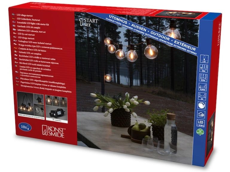 Konstsmide Lichterkette Basis-Set 2394, 10 LEDs, Transparen LED Biergartenkette