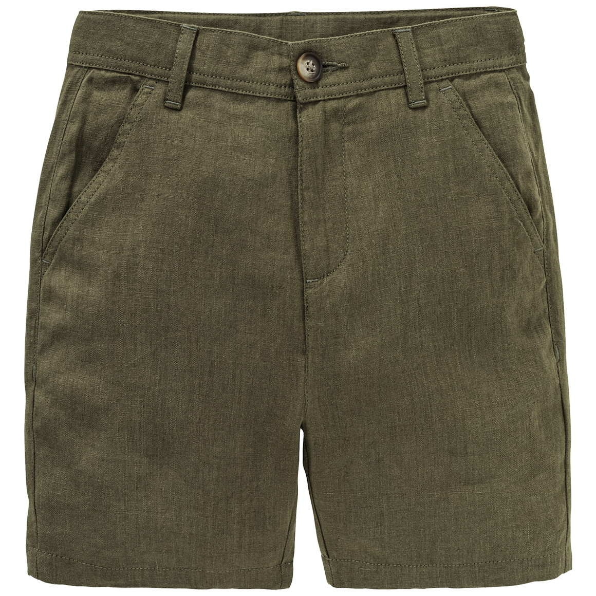 Jonas Nielsen Jungen Leinen-Shorts in Unifarben oliv