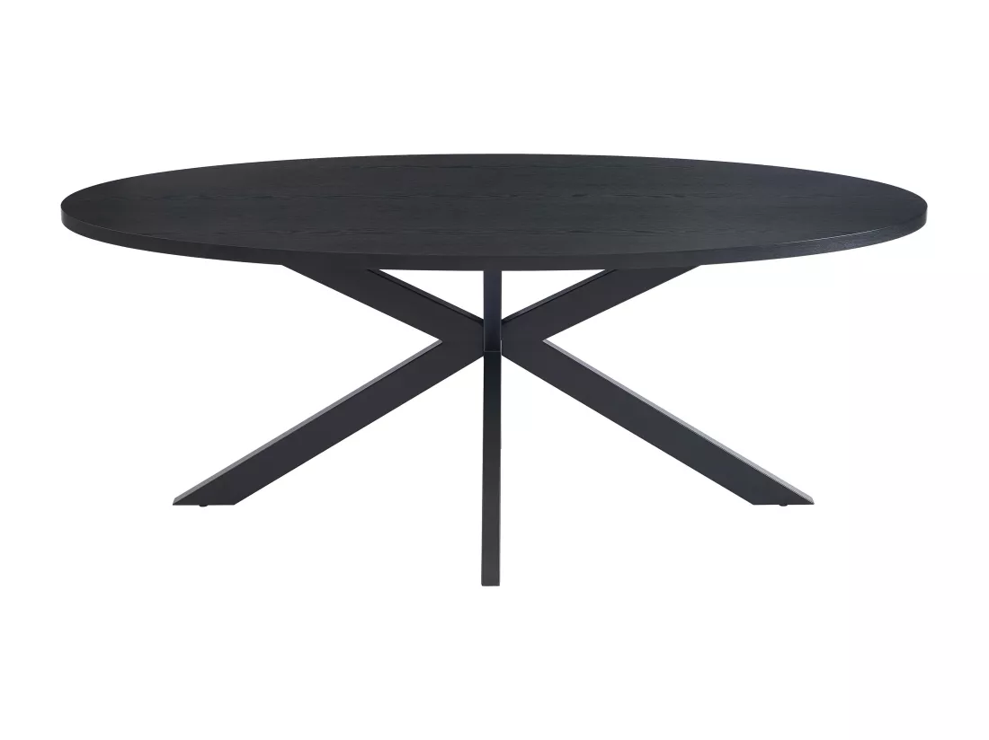 Table à manger 8 personnes placage chêne et métal - Noir - LINIOMA
