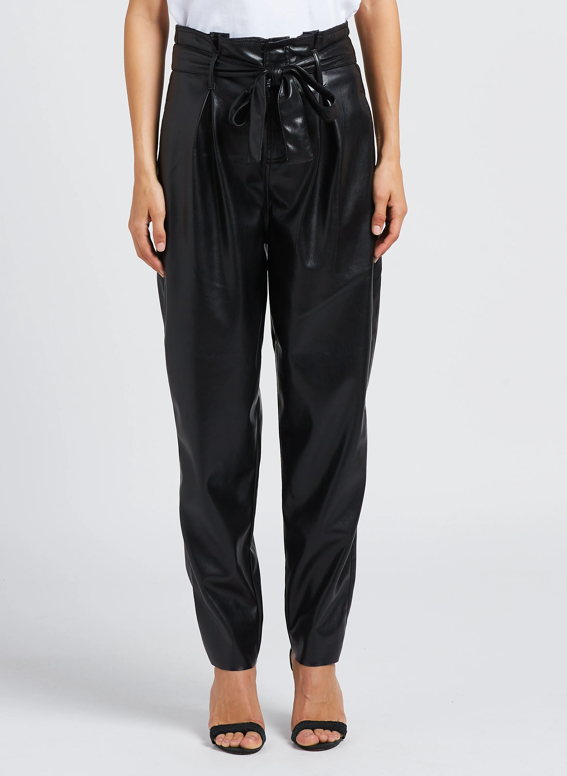 BROCK - Pantalon carotte aspect cuir| Noir