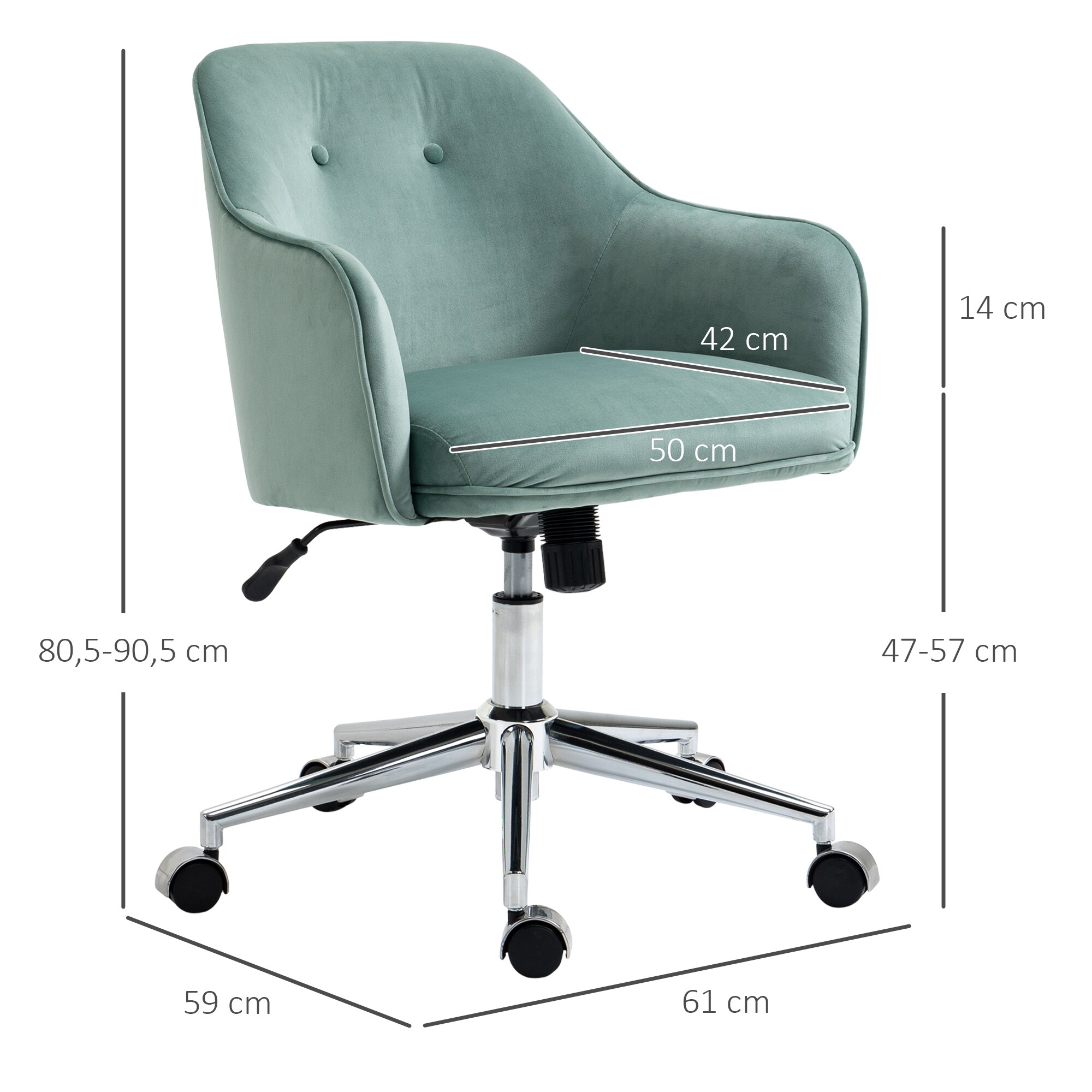Vinsetto Bürostuhl ergonomisch geformt, high-end gaslift 61 x 59 x 80,5-90,5 cm (BxTxH)