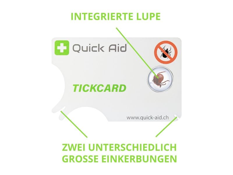 Quick Aid Zeckenkarte mit Lupe 1 Stück Mit Lupe für präzise Zeckenentfernung im Visitenkartenformat