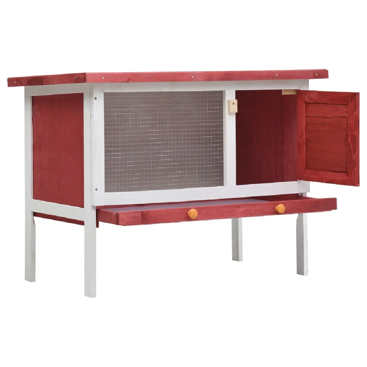 vidaXL Clapier d'extérieur 1 niveau bois rouge