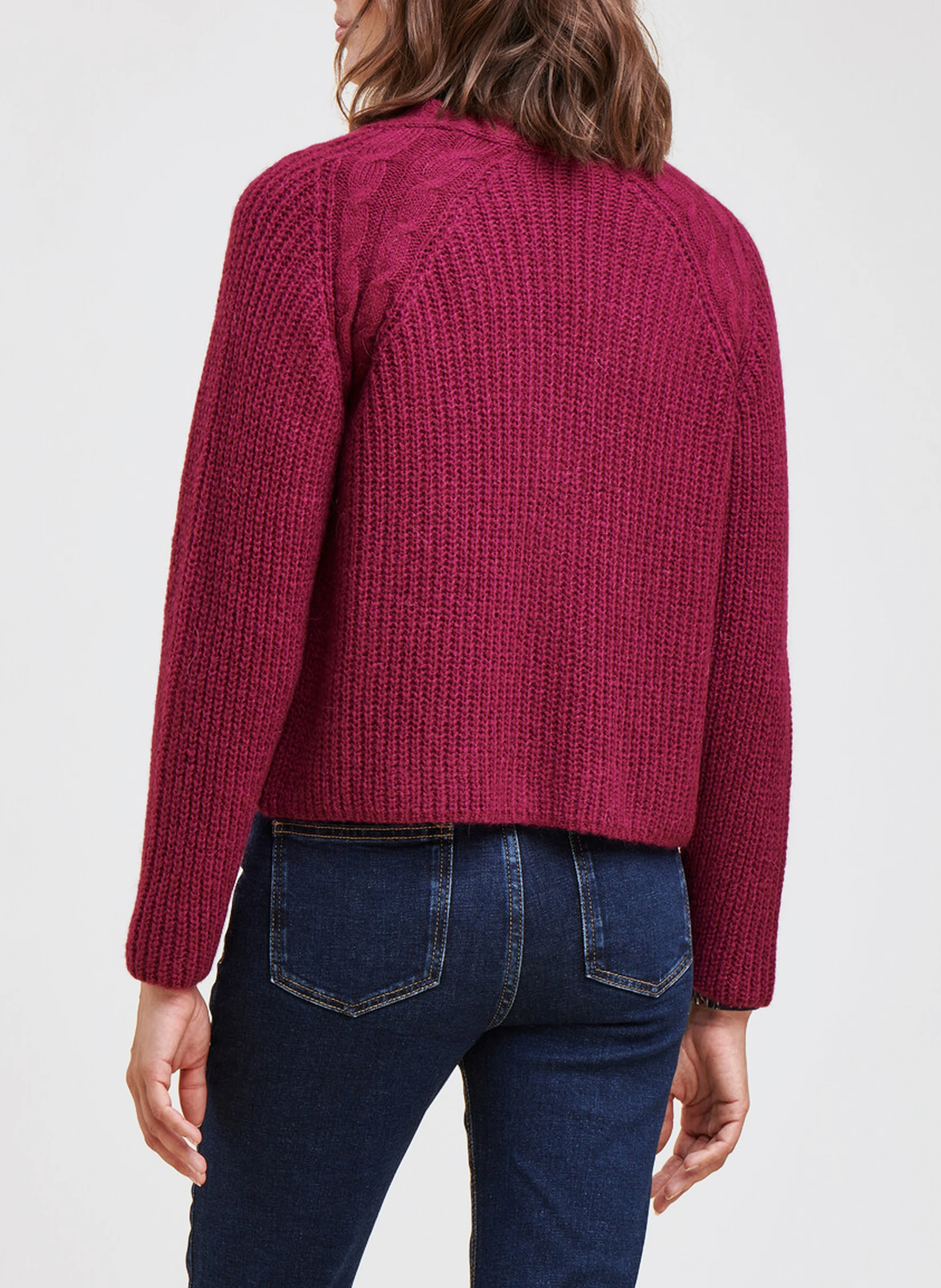 Gilet col V en maille torsadée | Violet