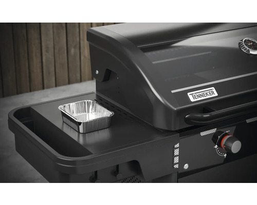 Tenneker® Gasgrill Halo Power Zone TG 4 180,4 x 61 x 117,5 cm 4-pits + zijbrander, gietijzeren rooster, platformsysteem, glazen inzetstuk in het deksel