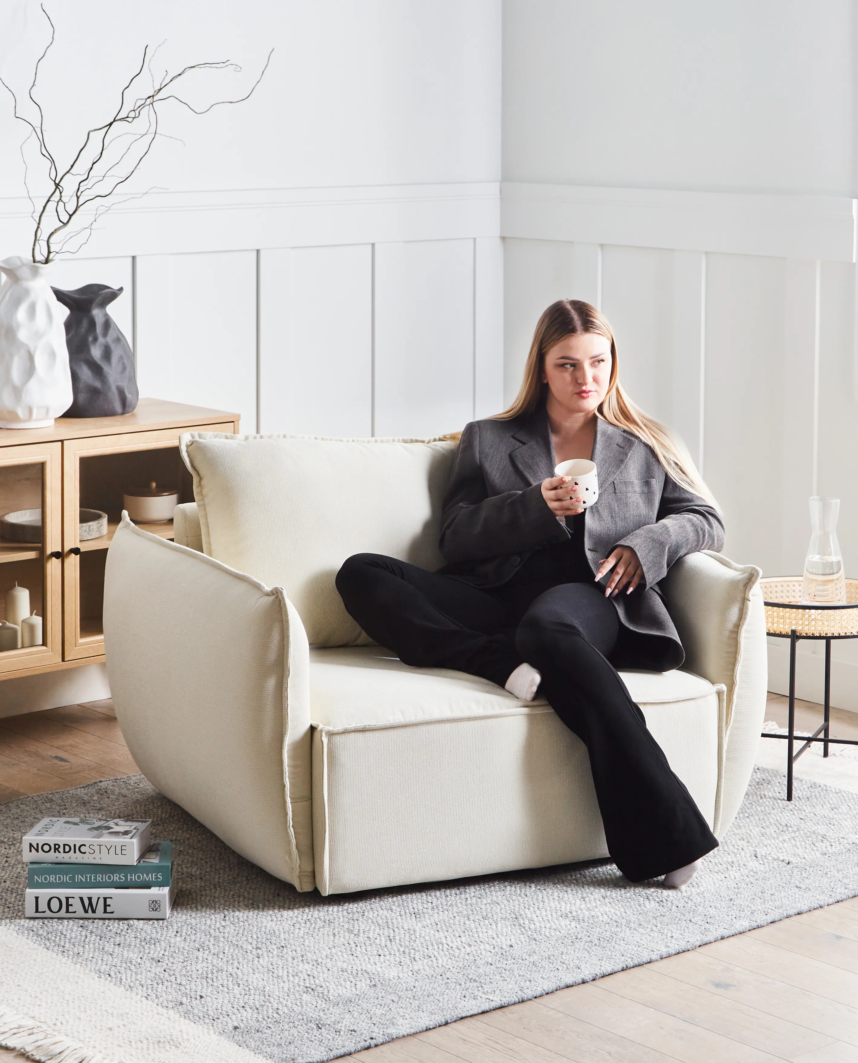 Fauteuil KUNES Stof Lichtbeige