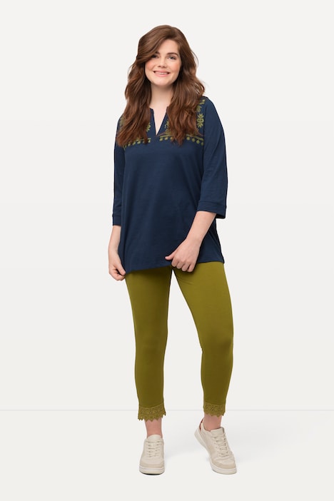 7/8-Leggings, Saumspitze, Biobaumwolle