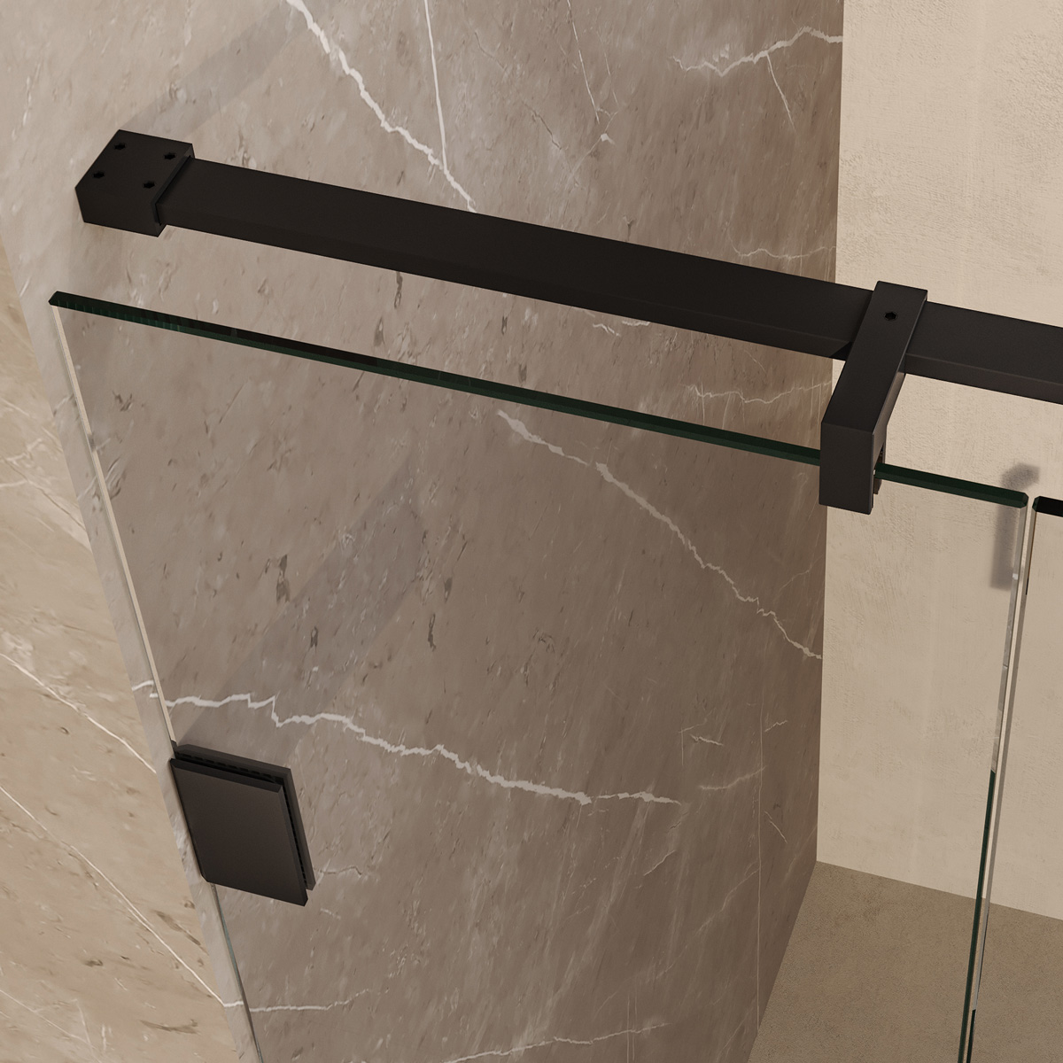 Brauer Void profielloze nisdeur 110cm met draaideur 60cm aan muur zwart mat