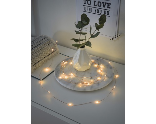 Konstsmide draadverlichting, 1,9 m + 0,5 m aansluitdraad, 20 LED's, amberkleurige lichtkleur