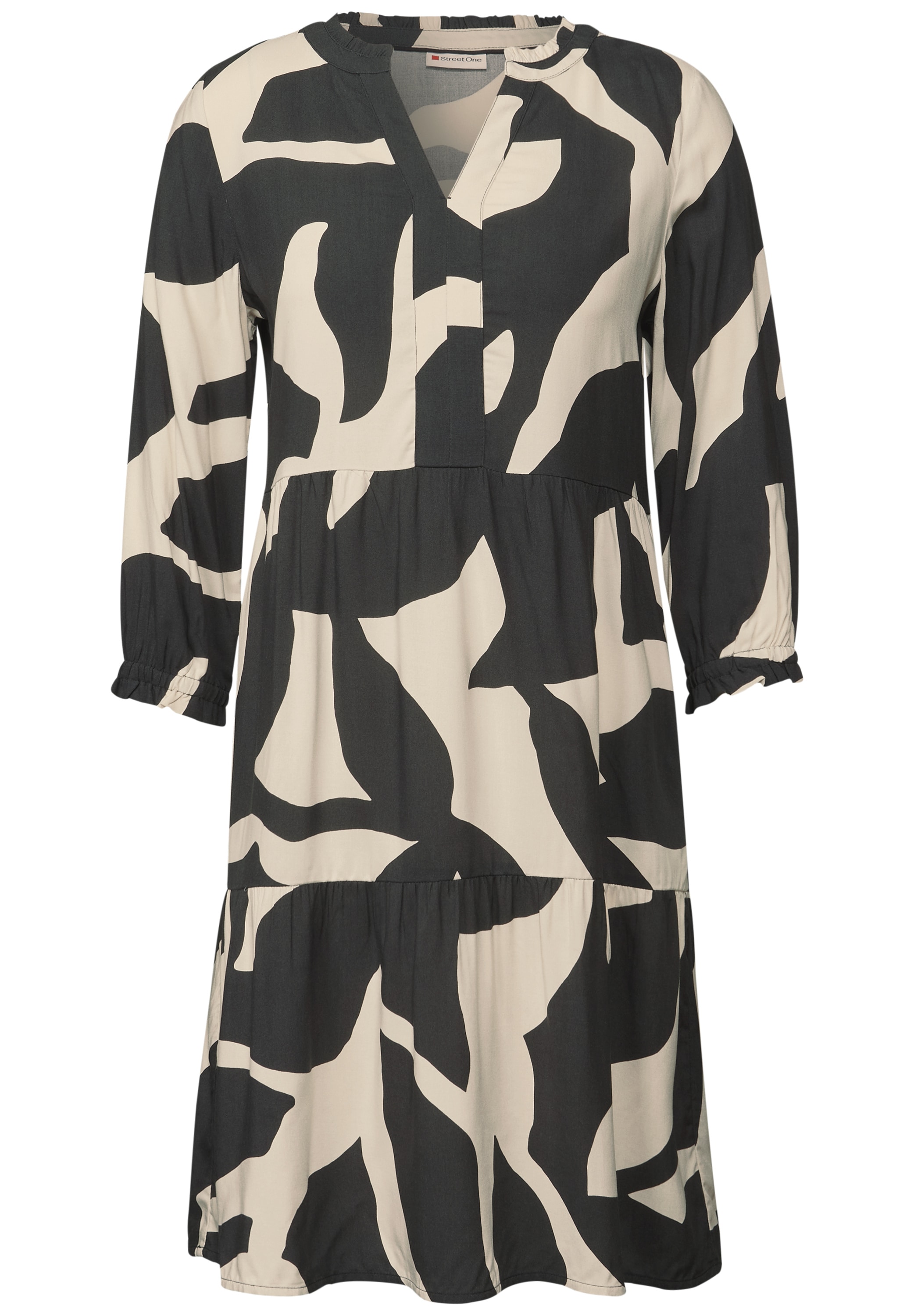 STREET ONE Midikleid Ohne Taschen mit Volants und grafischem Muster