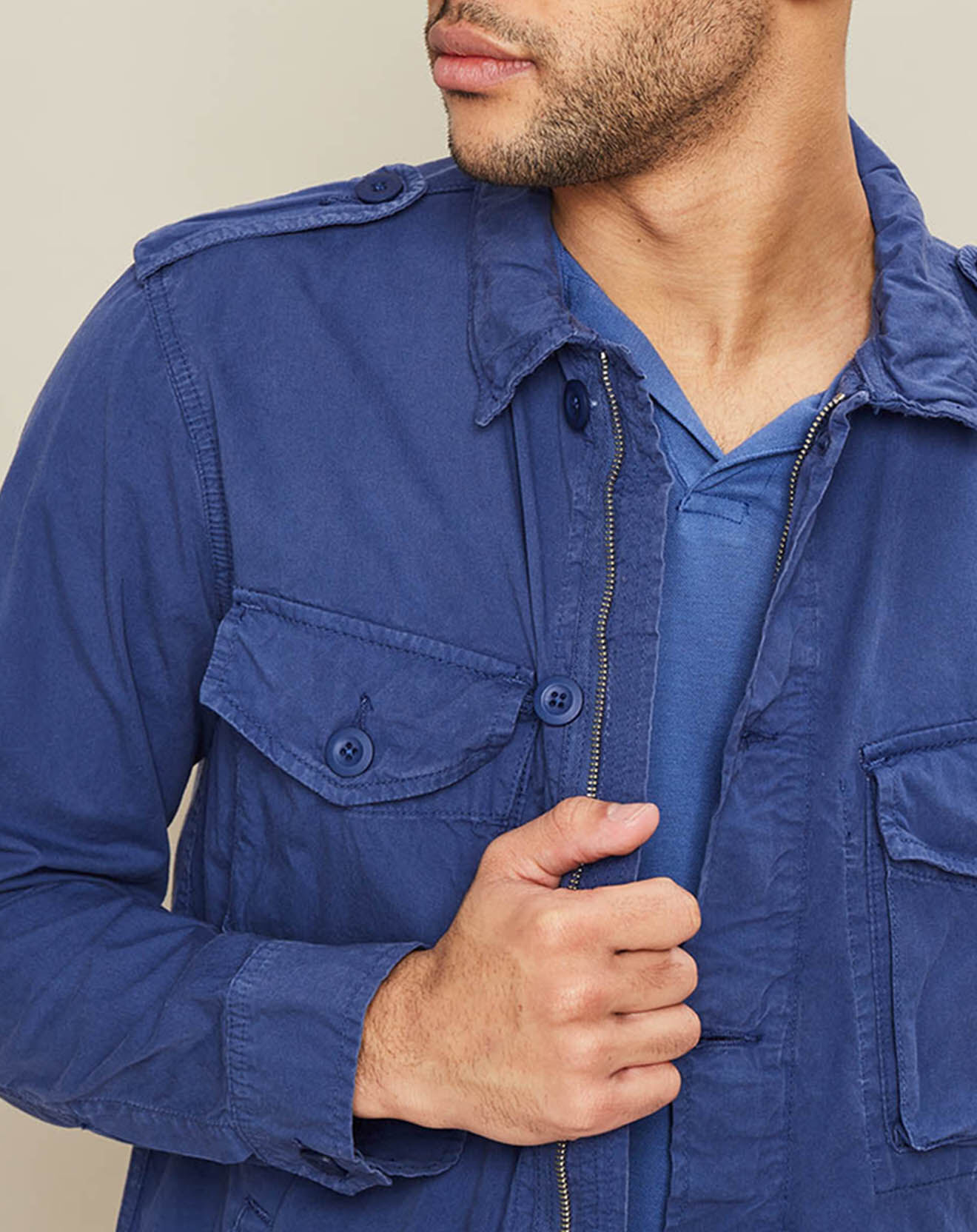 Hartford Veste Joshua saharienne bleu cobalt