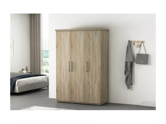 Armoire, garde-robe, collection TOM, 3 portes 120 cm, penderie intégrée chêne sonoma