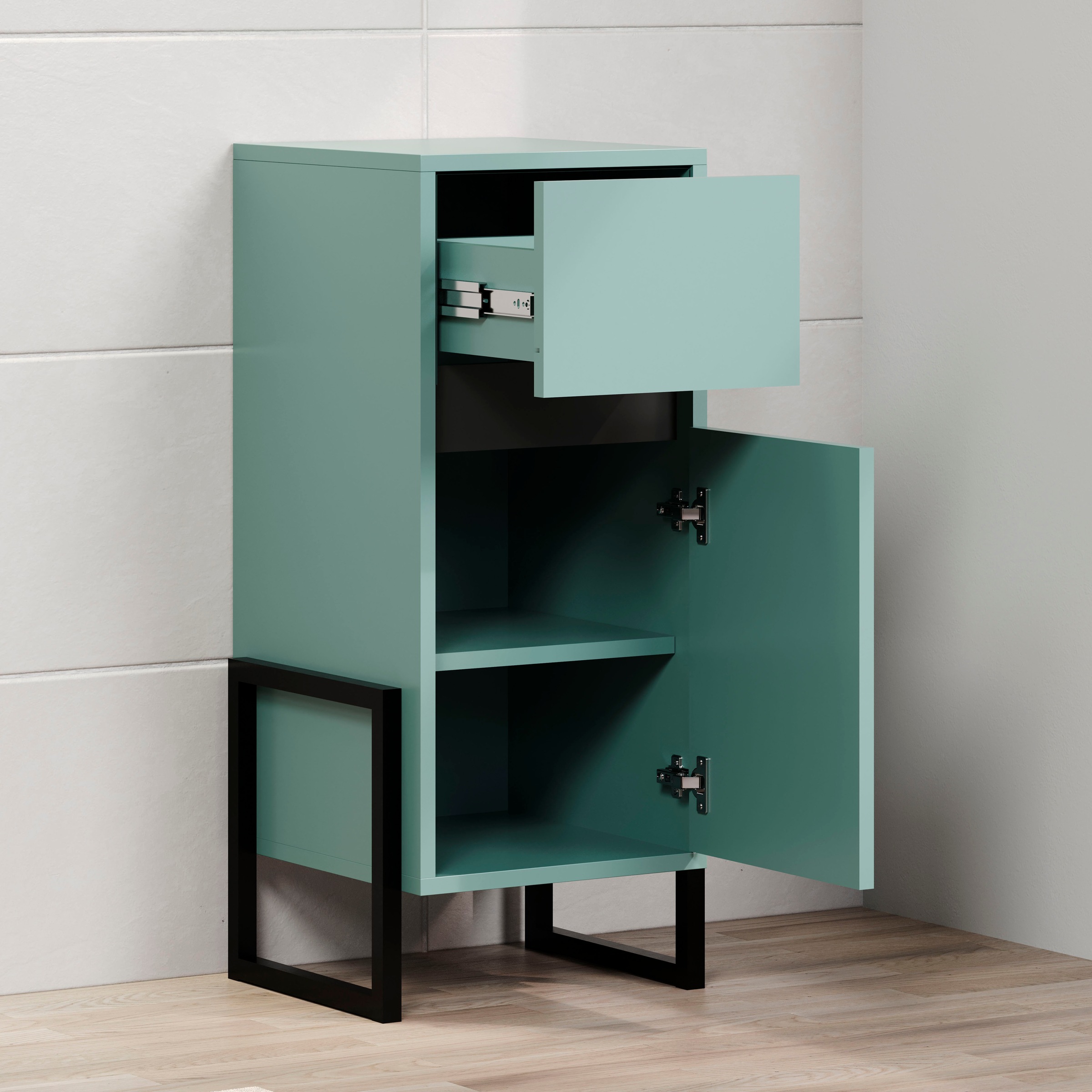 welltime Unterschrank »Malcesine« 1 Stk. tlg. Badkommode in Dunkeltürkis mit Metallgestell - (B/T/H) 36/35/80 cm