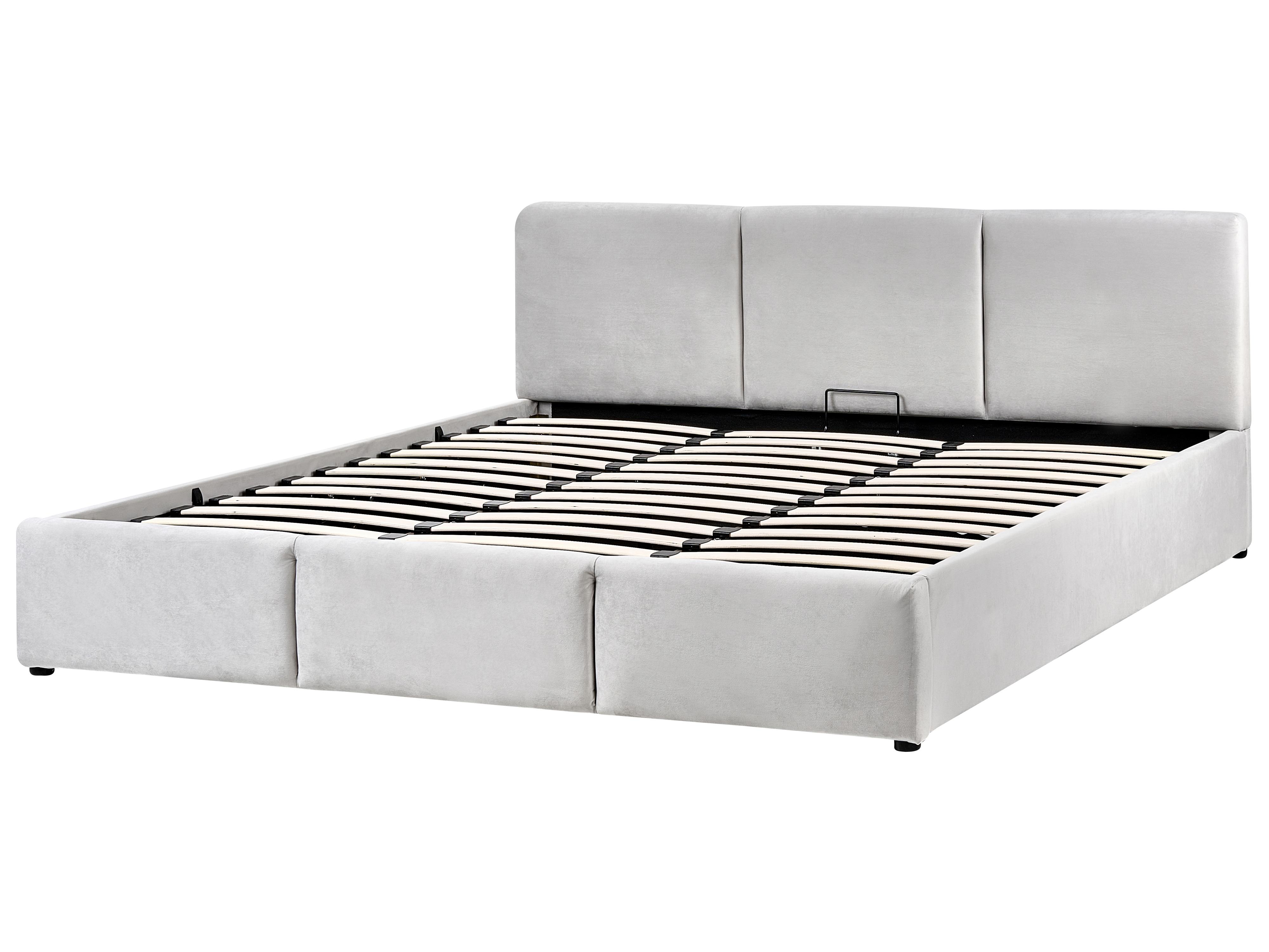 Bed met opbergruimte Fluweel BOUSSE 180 x 200 cm Lichtgrijs