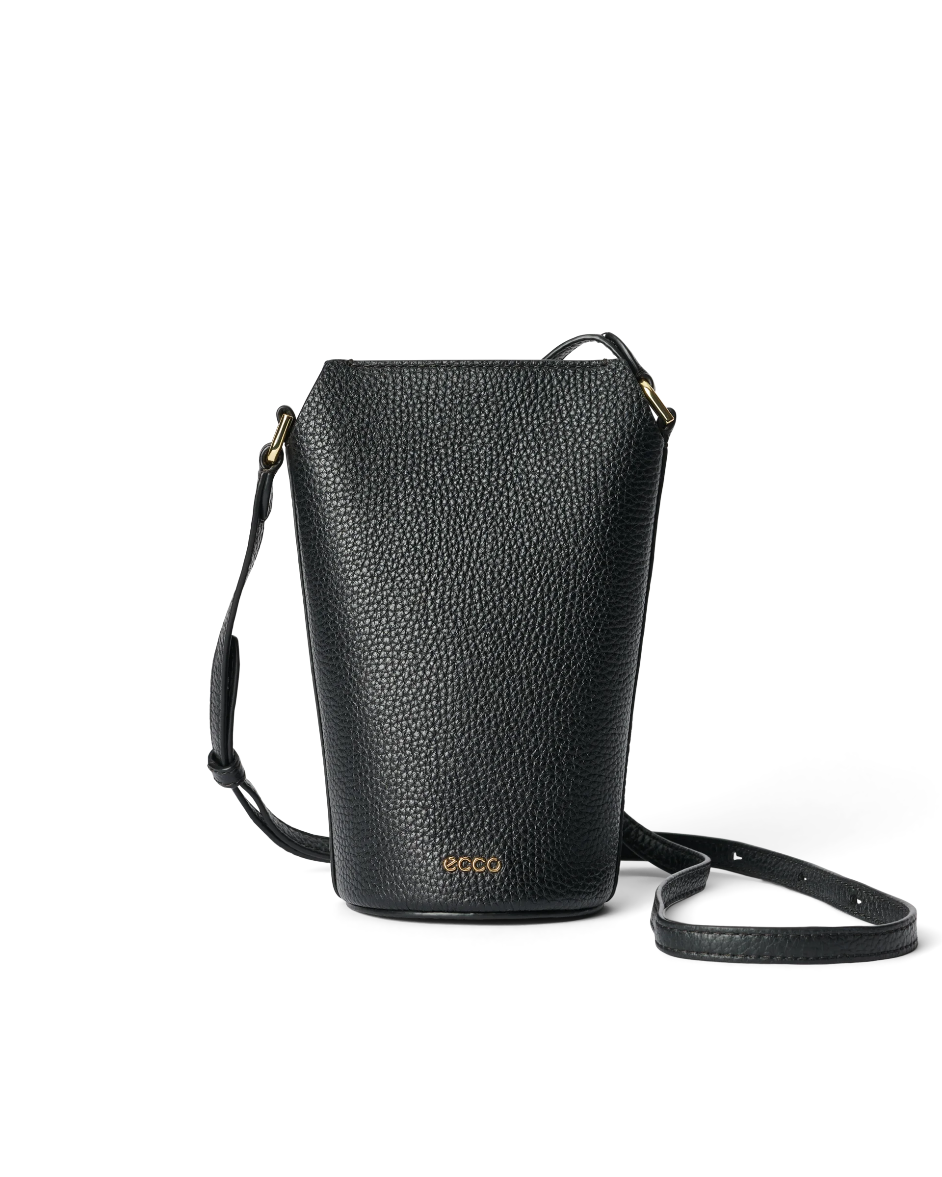 ECCO Pot Bag Umhängetasche aus Leder Schwarz 20,5X13,5X9,5 cm