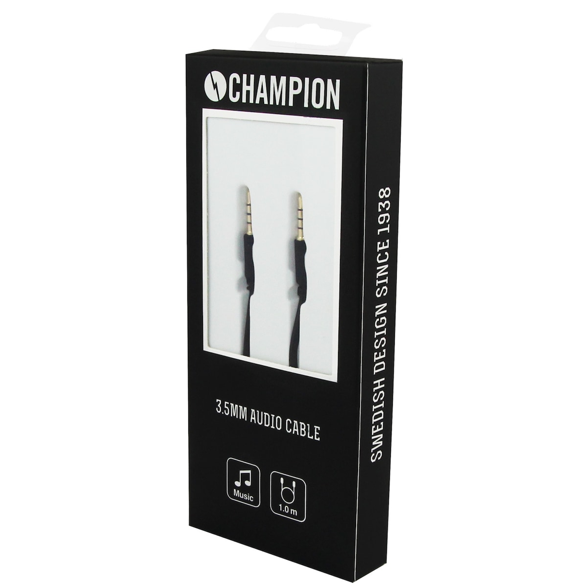 Champion 3,5 mm lydkabel 1m svart