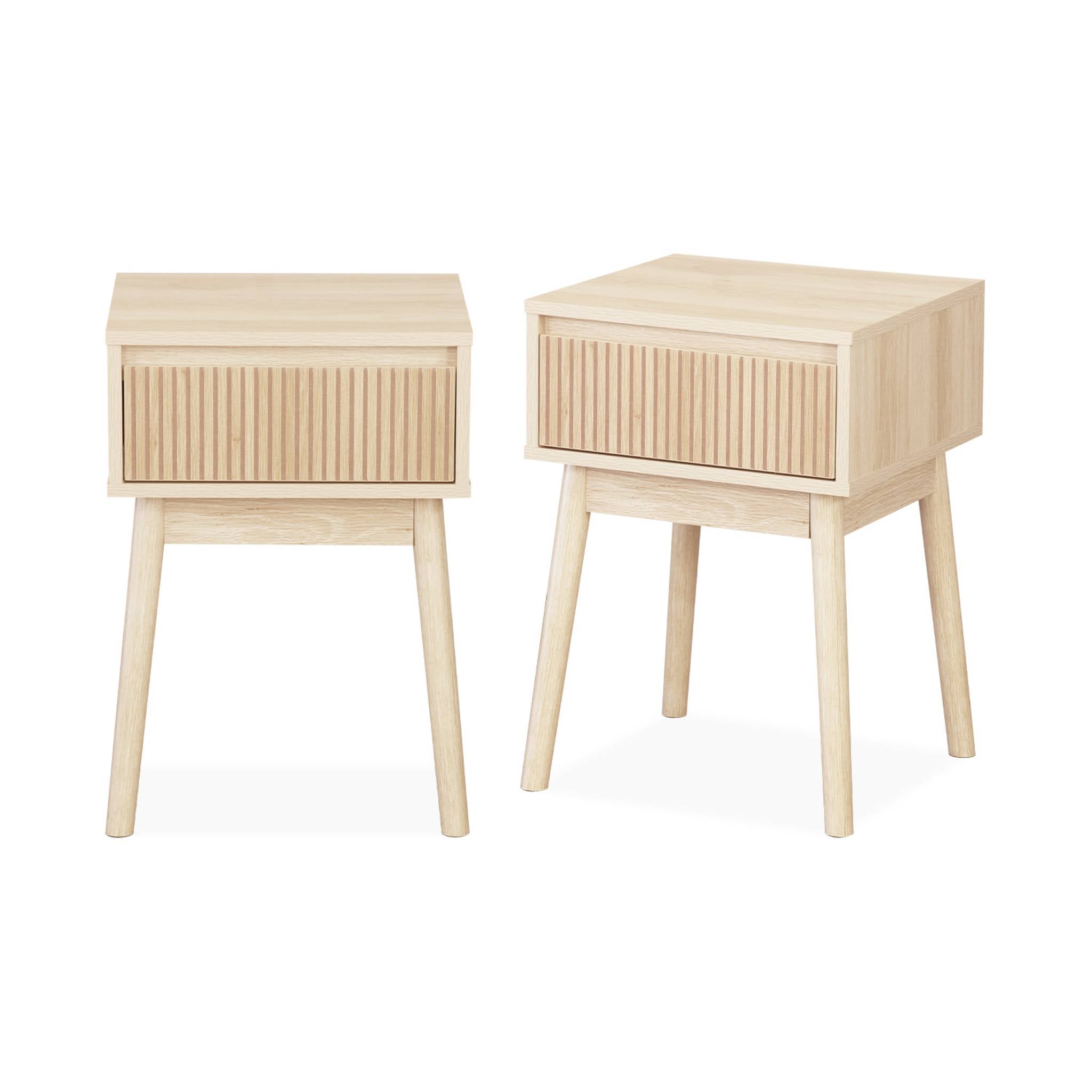sweeek - Nachtkastje hout decor 1 lade (set van 2)
