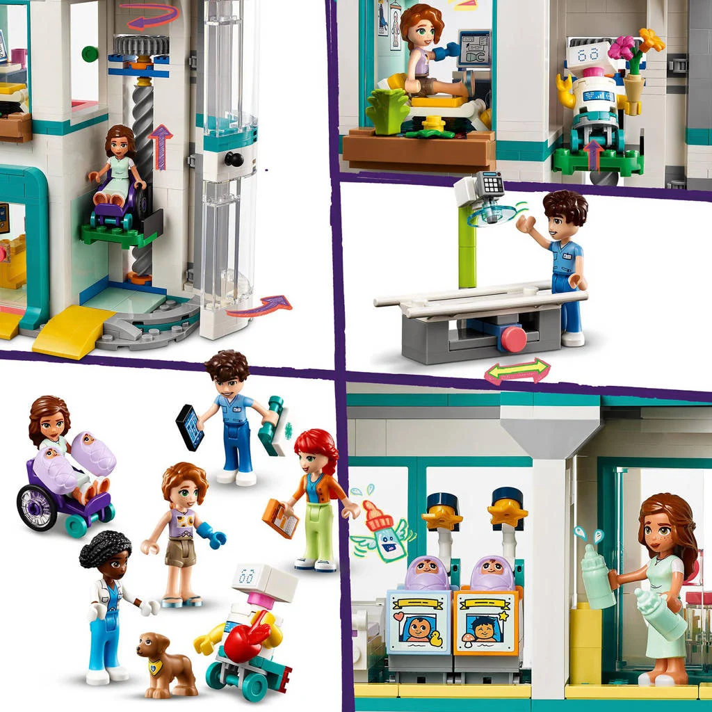 Veel speel plezierHeartlake City ziekenhuis Speelgoed met Robot, Mini Poppetjes en Helikopter 42621