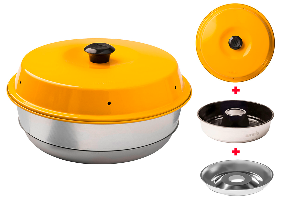 Omnia Campingbackofen Set 3-teilig mit Classicform Antihaftbeschichtung 2 Liter Gelb
