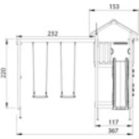 Jungle Gym Cottage 2.1 legetårn inkl. rutsjebane og gyngemodul