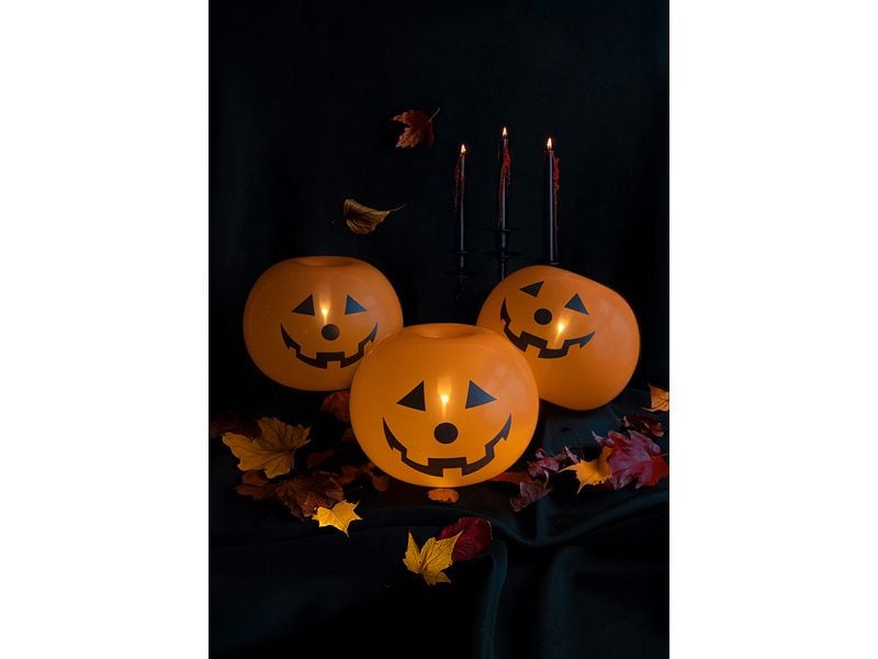 Partydeco Ballons Kürbis, leuchtend, 25 cm, 5 Stück UV-Ballons für Halloween Partys